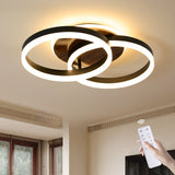 LED Deckenlampe Wohnzimmer 50cm 2-Ringe Design, 36W Deckenleuchte Moderne mit Fernbedienung Dimmbar, aus Metall+Acryl, mit Speicherfunktion, für Schlafzimmer Esszimmer Büro, Schwarz+holz