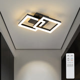 LED Deckenlampe Schlafzimmer Modern Geometrisch 20W Wandleuchte, Deckenleuchte mit Fernbedienung Stufenlos Dimmbar 3000-6500K für Flur Balkon, Esszimmer, Garderobe, Schwarz [Energieklasse E]