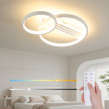 LED Deckenleuchte Wohnzimmer 50cm 2-Ringe Design, DIY Schwenkbare, 36W Moderne Deckenlampe Dimmbar mit Fernbedienung Nachtlicht Memory-Funktion, für Schlafzimmer, Esszimmer, Büro - Weiß [Energieklasse F]