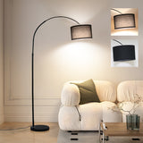 ANTENLICHT LUNA Bogenlampe Wohnzimmer Stehlampe I Inklusive LED E27 I Stoffschirm 33 cm Schwarz I Fußschalter I Bogenleuchte Vintage geeignet für Schlafzimmer, Hotel