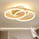 LED Deckenlampe Wohnzimmer 50cm 2-Ringe Design, 36W Deckenleuchte Moderne mit Fernbedienung Dimmbar, aus Acryl, Mit Nachtlicht Memory-Funktion, für Schlafzimmer, Esszimmer, Büro, Holzoptik