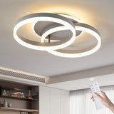 LED Deckenlampe Wohnzimmer 50cm 2-Ringe Design, 36W Deckenleuchte Moderne mit Fernbedienung Dimmbar, aus Metall+Acryl,Mit Nachtlicht Memory-Funktion, für Schlafzimmer, Esszimmer, Büro-Grau