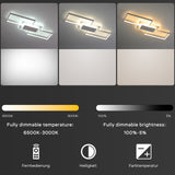 LED Deckenleuchte 80CM, 50W Deckenlampe, 3000K-6500K Dimmbar Rechteckige Wohnzimmerlampe, Mit Fernbedienung, Metall Moderne Lampe für Schlafzimmer Esszimmer [Energieklasse E]