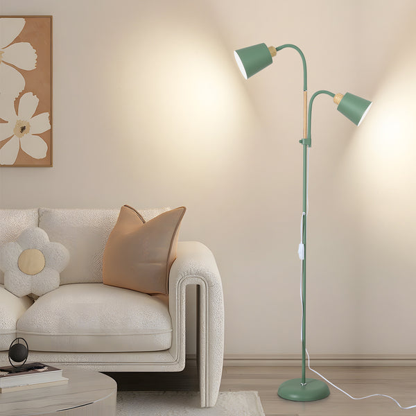 ANTENLICHT YOYO Stehlampe mit leselampe | E27 Fassung max. 60W | 360° schwenkbare Stehleuchte mit 2 Lampenköpfen | Vintage Modern Metall Stehlampe für Wohnzimmer | Höhe 159cm Grün ohne Birne [Energieklasse A+]
