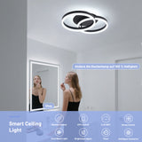 Smart Deckenlampe LED Kompatibel mit Alexa, 50cm 2-Ringe Design, 36W Deckenleuchte Wohnzimmer Moderne mit Fernbedienung Dimmbar,mit Nachtlicht, für Küche Schlafzimmer, Esszimmer, Büro-Schwarz