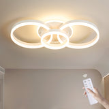Deckenleuchte Dimmbar mit Fernbedienung 65cm | 50W Moderne 3 Ring-Design LED Deckenlampe für Wohnzimmer Schlafzimmer Küche | Nachtlicht, Memory-Funktion - Weiß