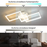 LED Deckenleuchte Dimmbar mit Fernbedienung 80cm | 48W Moderne 3-Rechteckige Design Deckenlampe für Wohnzimmer Schlafzimmer Küche | Nachtlicht, Memory-Funktion - Weiß