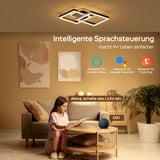LED Deckenleuchte Wohnzimmerlampe Kompatibel mit Alexa und Google Assistant, 40W Deckenlampe Mit Fernbedienung APP Stufenlos Dimmbar 3000-6500K, für Esszimmer Schlafzimmer (Schwarz)