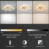 LED Deckenlamape Wohnzimmer Modern Geometrisch, 40W Wohnzimmerlampe mit Fernbedienung Stufenlos Dimmbar 3000-6500K, Deckenleuchte aus Metall für Wohnzimmer Schlafzimmer, Holzoptik [Energieklasse F]