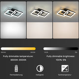 LED Deckenlampe Schlafzimmer Modern Geometrisch 20W Wandleuchte, Deckenleuchte mit Fernbedienung Stufenlos Dimmbar 3000-6500K für Flur Balkon, Esszimmer, Garderobe, Schwarz [Energieklasse E]