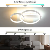 LED Deckenleuchte Wohnzimmer 50cm 2-Ringe Design, DIY Schwenkbare, 36W Moderne Deckenlampe Dimmbar mit Fernbedienung Nachtlicht Memory-Funktion, für Schlafzimmer, Esszimmer, Büro - Weiß [Energieklasse F]