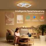 LED Deckenleuchte Wohnzimmerlampe Kompatibel mit Alexa und Google Assistant, 40W Deckenlampe Mit Fernbedienung APP Stufenlos Dimmbar 3000-6500K, für Esszimmer Schlafzimmer (Weiß)