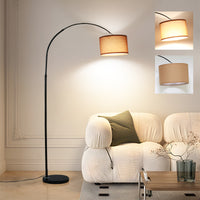 ANTENLICHT LUNA Bogenlampe Wohnzimmer Stehlampe I Inklusive LED E27 I Schwarzer Stoffschirm 33 cm I Fußschalter I Bogenleuchte Vintage geeignet für Schlafzimmer, Hotel
