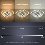 LED Deckenlamape Wohnzimmer Modern Geometrisch, 40W Wohnzimmerlampe mit Fernbedienung Stufenlos Dimmbar 3000-6500K, Deckenleuchte aus Metall für Wohnzimmer Schlafzimmer, Grau [Energieklasse F]