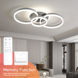Deckenleuchte Dimmbar mit Fernbedienung 65cm | 50W Moderne 3 Ring-Design LED Deckenlampe für Wohnzimmer Schlafzimmer Küche | Nachtlicht, Memory-Funktion - Grau