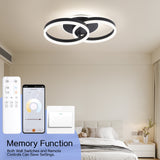 Smart Deckenlampe LED Kompatibel mit Alexa, 50cm 2-Ringe Design, 36W Deckenleuchte Wohnzimmer Moderne mit Fernbedienung Dimmbar,mit Nachtlicht, für Küche Schlafzimmer, Esszimmer, Büro-Schwarz