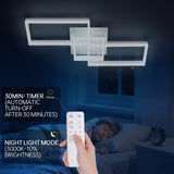LED Deckenleuchte Dimmbar mit Fernbedienung 80cm | 48W Moderne 3-Rechteckige Design Deckenlampe für Wohnzimmer Schlafzimmer Küche | Nachtlicht, Memory-Funktion - Weiß