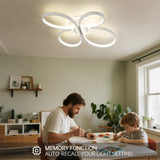 LED Deckenleuchte Blume-Design Modern, 42W 5300lm, Stufenlos Dimmbar mit Fernbedienung | Flimmerfrei | Memory-Funktion, Deckenlampe Für Wohnzimmer, Schlafzimmer, Küche, Flur - 60 * 44 * 8.5cm [Energieklasse E]