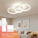 Deckenleuchte Dimmbar mit Fernbedienung 65cm | 50W Moderne 3 Ring-Design LED Deckenlampe für Wohnzimmer Schlafzimmer Küche | Nachtlicht, Memory-Funktion - Weiß