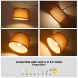 Bogen Stehlampe mit Braunem Stoffschirm 33 cm | Fußschalter & E27 LED 3000K | Stehleuchte Silber für Wohnzimmer, Schlafzimmer, Hotel [Energieklasse E]