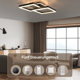 LED Deckenleuchte Wohnzimmerlampe Kompatibel mit Alexa und Google Assistant, 40W Deckenlampe Mit Fernbedienung APP Stufenlos Dimmbar 3000-6500K, für Esszimmer Schlafzimmer (Schwarz)
