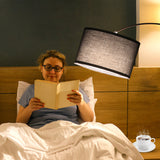 ANTENLICHT LUNA Bogenlampe Wohnzimmer Stehlampe I Inklusive LED E27 I Stoffschirm 33 cm Schwarz I Fußschalter I Bogenleuchte Vintage geeignet für Schlafzimmer, Hotel