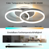 LED Deckenlampe Wohnzimmer 50cm 2-Ringe Design, 36W Deckenleuchte Moderne mit Fernbedienung Dimmbar, aus Metall+Acryl,Mit Nachtlicht Memory-Funktion, für Schlafzimmer, Esszimmer, Büro-Grau