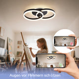 Smart Deckenlampe LED Kompatibel mit Alexa, 50cm 2-Ringe Design, 36W Deckenleuchte Wohnzimmer Moderne mit Fernbedienung Dimmbar,mit Nachtlicht, für Küche Schlafzimmer, Esszimmer, Büro-Schwarz