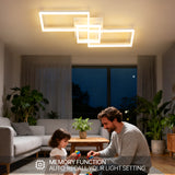 LED Deckenleuchte Dimmbar mit Fernbedienung 80cm | 48W Moderne 3-Rechteckige Design Deckenlampe für Wohnzimmer Schlafzimmer Küche | Nachtlicht, Memory-Funktion - Weiß