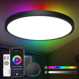 LED Deckenlampe Smart 24W Kompatibel mit Alexa und Google Assistant Ø30cm, Steuerbar via App mit 16 Millionen DIY Farben, Wifi Deckenleuchte mit Fernsteuerung für Schlafzimmer, Wohnzimmer [Energieklasse F]