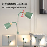 ANTENLICHT YOYO Stehlampe mit leselampe | E27 Fassung max. 60W | 360° schwenkbare Stehleuchte mit 2 Lampenköpfen | Vintage Modern Metall Stehlampe für Wohnzimmer | Höhe 159cm Grün ohne Birne [Energieklasse A+]