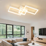 LED Deckenleuchte Dimmbar mit Fernbedienung 80cm | 48W Moderne 3-Rechteckige Design Deckenlampe für Wohnzimmer Schlafzimmer Küche | Nachtlicht, Memory-Funktion - Weiß