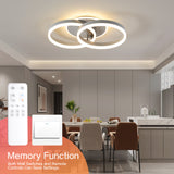 LED Deckenlampe Wohnzimmer 50cm 2-Ringe Design, 36W Deckenleuchte Moderne mit Fernbedienung Dimmbar, aus Metall+Acryl,Mit Nachtlicht Memory-Funktion, für Schlafzimmer, Esszimmer, Büro-Grau
