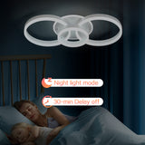 Deckenleuchte Dimmbar mit Fernbedienung 65cm | 50W Moderne 3 Ring-Design LED Deckenlampe für Wohnzimmer Schlafzimmer Küche | Nachtlicht, Memory-Funktion - Weiß