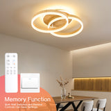 LED Deckenlampe Wohnzimmer 50cm 2-Ringe Design, 36W Deckenleuchte Moderne mit Fernbedienung Dimmbar, aus Acryl, Mit Nachtlicht Memory-Funktion, für Schlafzimmer, Esszimmer, Büro, Holzoptik