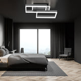LED Deckenlamape Wohnzimmer Modern Geometrisch, 40W Wohnzimmerlampe mit Fernbedienung Stufenlos Dimmbar 3000-6500K, Deckenleuchte aus Metall für Wohnzimmer Schlafzimmer, Grau [Energieklasse F]