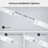 LED Feuchtraumleuchte 40CM mit Stecker und Schalter Plug und Play, Einfache Reihenschaltung Werkstattlampe mit 16W 5000k Kaltlweiß 1760Lumen, Wasserfest IP65 für Keller Garage, Weiß