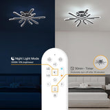 Deckenleuchte Wohnzimmer 40W Blume-Design, LED Deckenlampe Dimmbar 2800-6000K Stufenlos mit Fernbedienung/Memory-Funktion, Moderne Deckenbeleuchtung für Schlafzimmer Küche, Schwarz