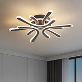 Deckenleuchte Wohnzimmer 40W Blume-Design, LED Deckenlampe Dimmbar 2800-6000K Stufenlos mit Fernbedienung/Memory-Funktion, Moderne Deckenbeleuchtung für Schlafzimmer Küche, Schwarz