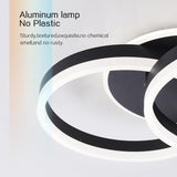 Smart Deckenlampe LED Kompatibel mit Alexa, 50cm 2-Ringe Design, 36W Deckenleuchte Wohnzimmer Moderne mit Fernbedienung Dimmbar,mit Nachtlicht, für Küche Schlafzimmer, Esszimmer, Büro-Schwarz