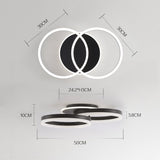 Smart Deckenlampe LED Kompatibel mit Alexa, 50cm 2-Ringe Design, 36W Deckenleuchte Wohnzimmer Moderne mit Fernbedienung Dimmbar,mit Nachtlicht, für Küche Schlafzimmer, Esszimmer, Büro-Schwarz
