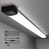 LED Feuchtraumleuchte 120CM mit Stecker und Schalter Plug und Play, Einfache Reihenschaltung Werkstattlampe mit 36W 5000k Kaltlweiß 3960Lumen, Wasserfest für Keller Garage, Schwarz