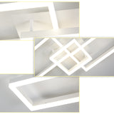 LED Deckenleuchte Dimmbar mit Fernbedienung 80cm | 48W Moderne 3-Rechteckige Design Deckenlampe für Wohnzimmer Schlafzimmer Küche | Nachtlicht, Memory-Funktion - Weiß