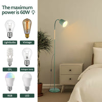 Anten Leselampe Stehlampe E27 Fassung Max.60W Schwenkbare Stehlampe für Wohnzimmer Schlafzimmer Arbeitszimmer Stehleuchte Nordisch mit Höhe 159cm , Waldgrün (ohne Leuchtmittel) [Energieklasse A+]