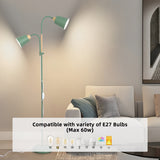 ANTENLICHT YOYO Stehlampe mit leselampe | E27 Fassung max. 60W | 360° schwenkbare Stehleuchte mit 2 Lampenköpfen | Vintage Modern Metall Stehlampe für Wohnzimmer | Höhe 159cm Grün ohne Birne [Energieklasse A+]