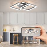 LED Deckenlamape Wohnzimmer Modern Geometrisch, 40W Wohnzimmerlampe mit Fernbedienung Stufenlos Dimmbar 3000-6500K, Deckenleuchte aus Metall für Wohnzimmer Schlafzimmer, Grau [Energieklasse F]