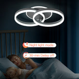 LED Deckenlampe Wohnzimmer 50cm 2-Ringe Design, 36W Deckenleuchte Moderne mit Fernbedienung Dimmbar, aus Metall+Acryl,Mit Nachtlicht Memory-Funktion, für Schlafzimmer, Esszimmer, Büro-Grau