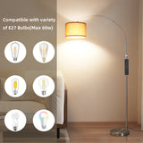 ANTENLICHT Bogenlampe mit Fernbedienung | Wohnzimmer Stehlampe Dimmbar | Inklusive LED E27 I Braun Stoffschirm 33 cm I I Bogenleuchte Silber Vintage geeignet für Schlafzimmer, Hotel