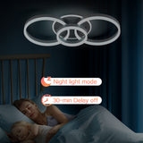 Deckenleuchte Dimmbar mit Fernbedienung 65cm | 50W Moderne 3 Ring-Design LED Deckenlampe für Wohnzimmer Schlafzimmer Küche | Nachtlicht, Memory-Funktion - Grau