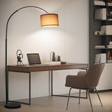 ANTENLICHT LUNA Bogenlampe Wohnzimmer Stehlampe I Inklusive LED E27 I Schwarzer Stoffschirm 33 cm I Fußschalter I Bogenleuchte Vintage geeignet für Schlafzimmer, Hotel